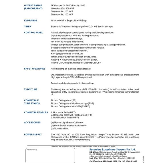 MDX-100FS Fixed X-Ray System